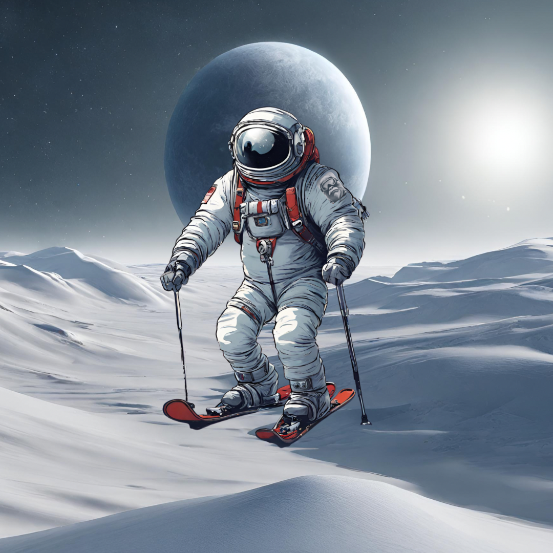 Astronauta de esquí Pegatina