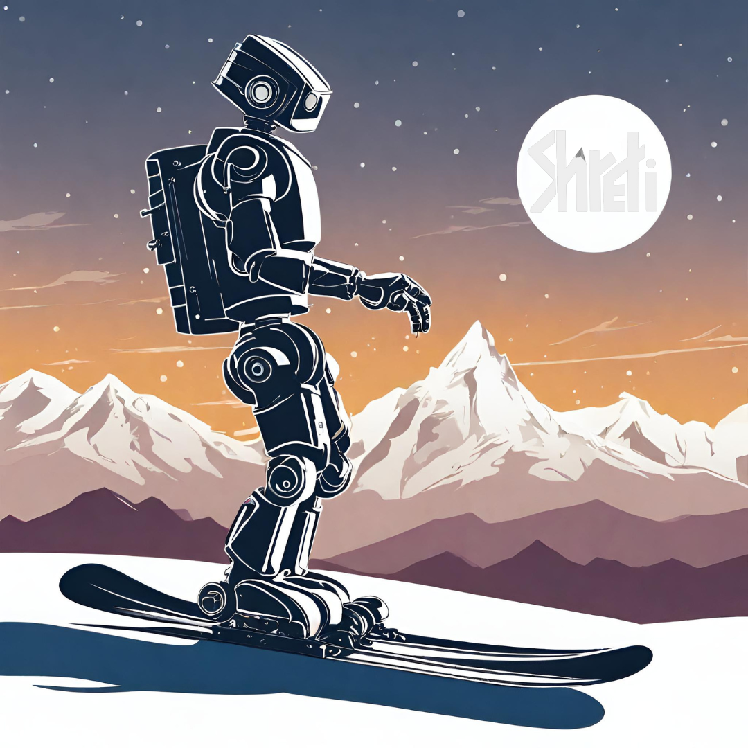 Skiing Robot Sticker